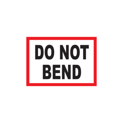 a white rectangle with a red border and DO NOT BEND